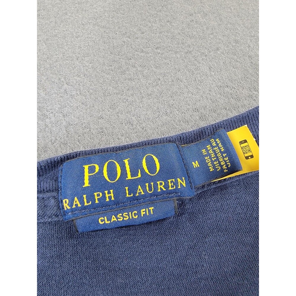 Polo Ralph Lauren Shirt Mens Medium Blue Classic Fit Splatter Spell Out Logo Tee - Picture 2 of 12